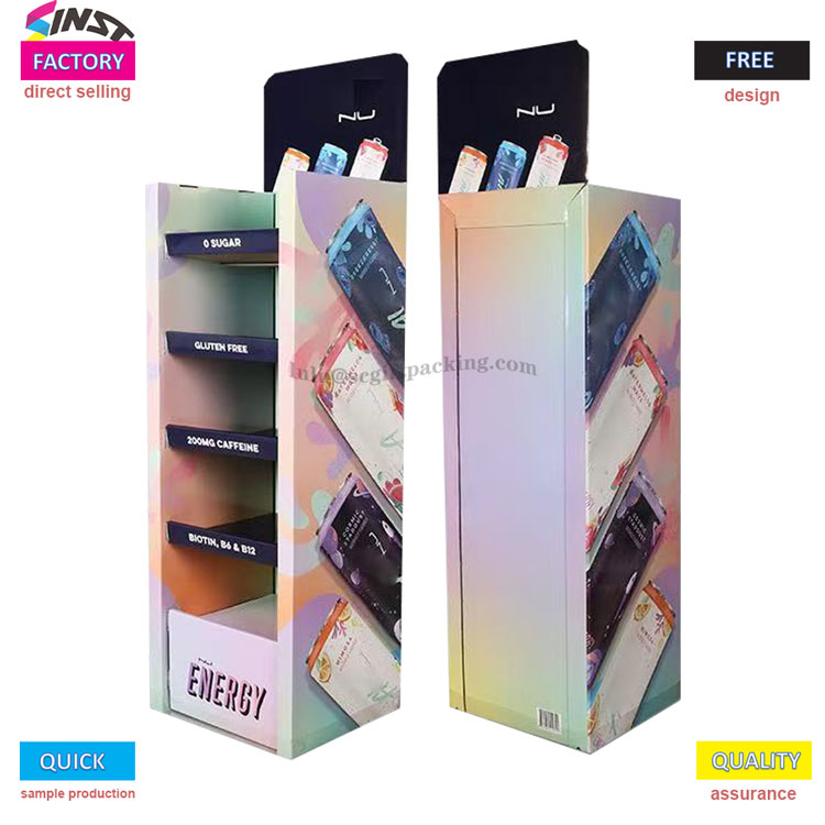 قفسه نمایش نوشیدنی انرژی زا: استفاده از رنگ و اطلاعات برای قرار دادن 